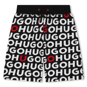 Hugo Kids Boys Monogram Shorts Black