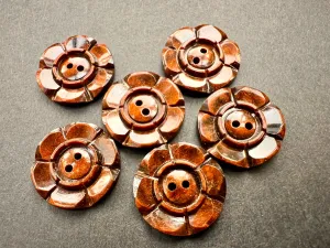 Intense Walnut Brown 1940s  2.2cm   1.6cm Buttons 6 loose or 24 on Sheet