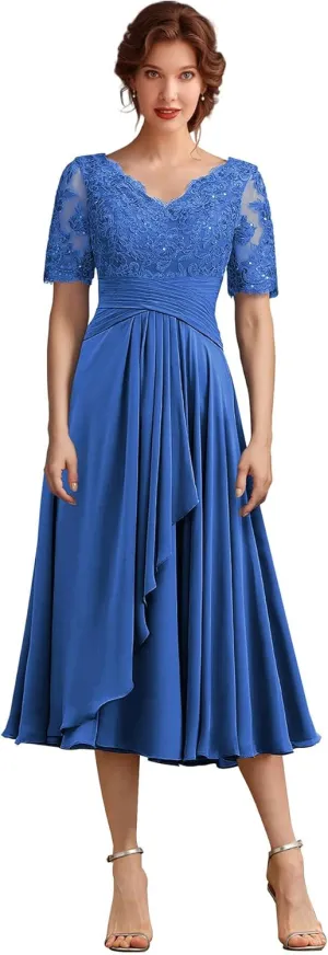 ISABUFEI Mother of The Bride Dresses for Wedding Party Gowns Formal Evening Dress V-Neck Mother of The Groom Dresses