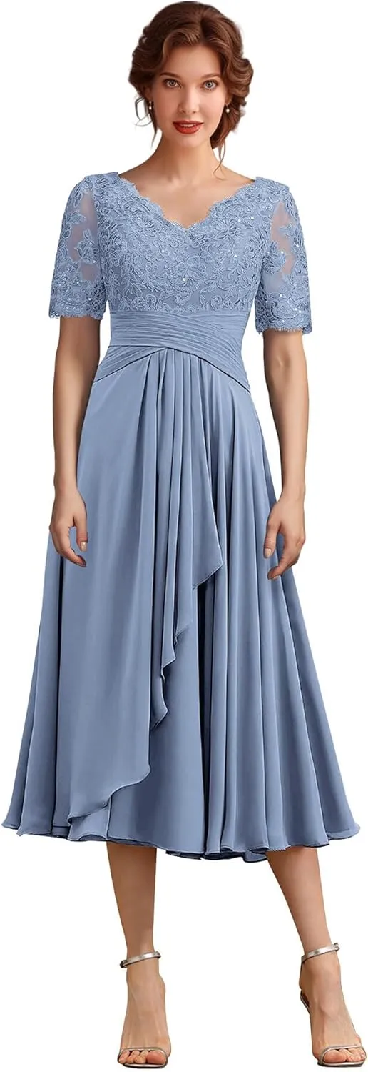 ISABUFEI Mother of The Bride Dresses for Wedding Party Gowns Formal Evening Dress V-Neck Mother of The Groom Dresses