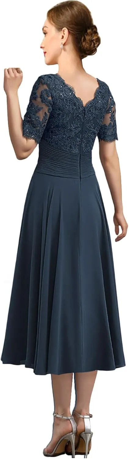 ISABUFEI Mother of The Bride Dresses for Wedding Party Gowns Formal Evening Dress V-Neck Mother of The Groom Dresses
