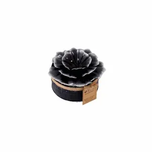 IZZHAAR Midnight Hibiscus Scented Decorative Candle with Flower Design Lid | Soy Wax Candles Non-Toxic, Soot & Dye-Free, Ideal for Office/Home Decor, A Long Lasting Candle Gift Hamper (Black)