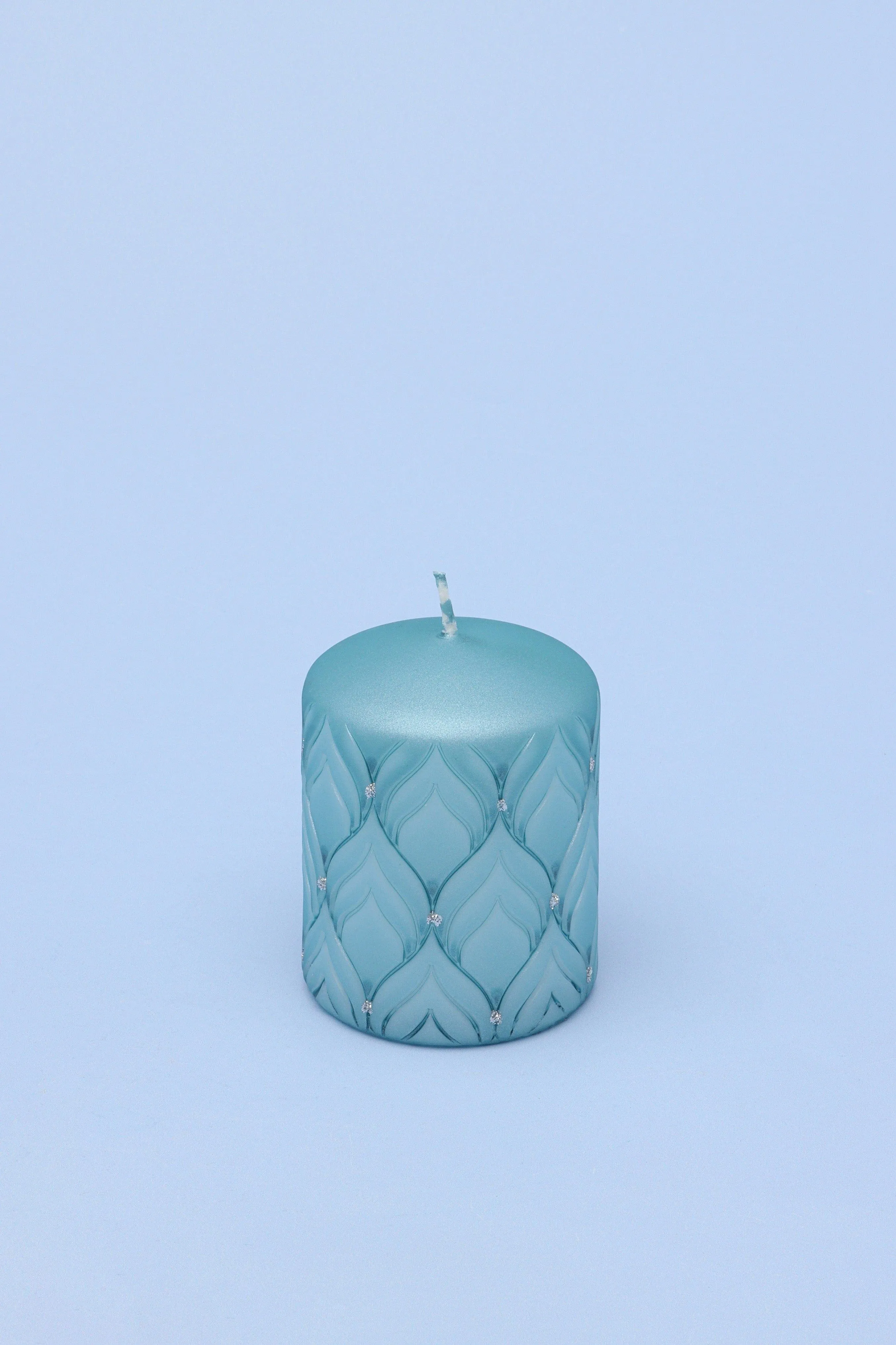 Jolene Glitter Blue Pillar Candle