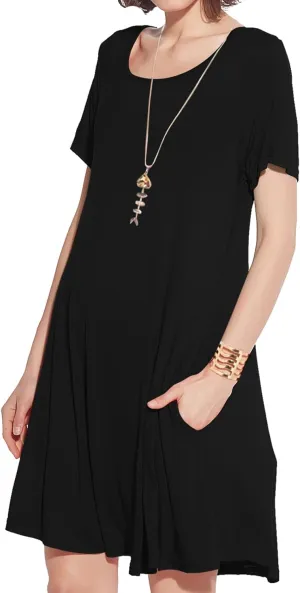 JollieLovin Plus Size Summer T-Shirt Casual Dresses for Curvy Women Flowy Swing
