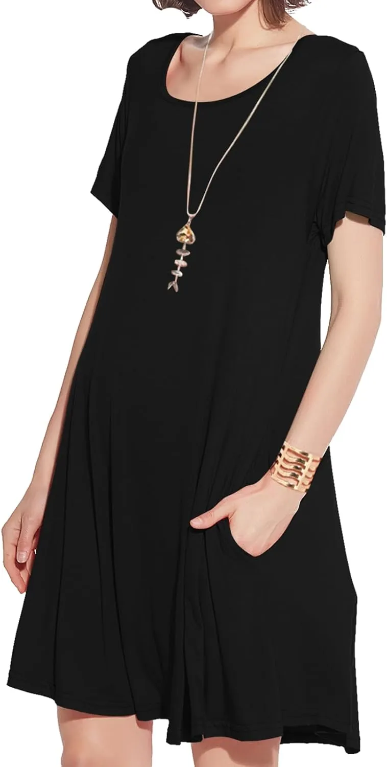 JollieLovin Plus Size Summer T-Shirt Casual Dresses for Curvy Women Flowy Swing
