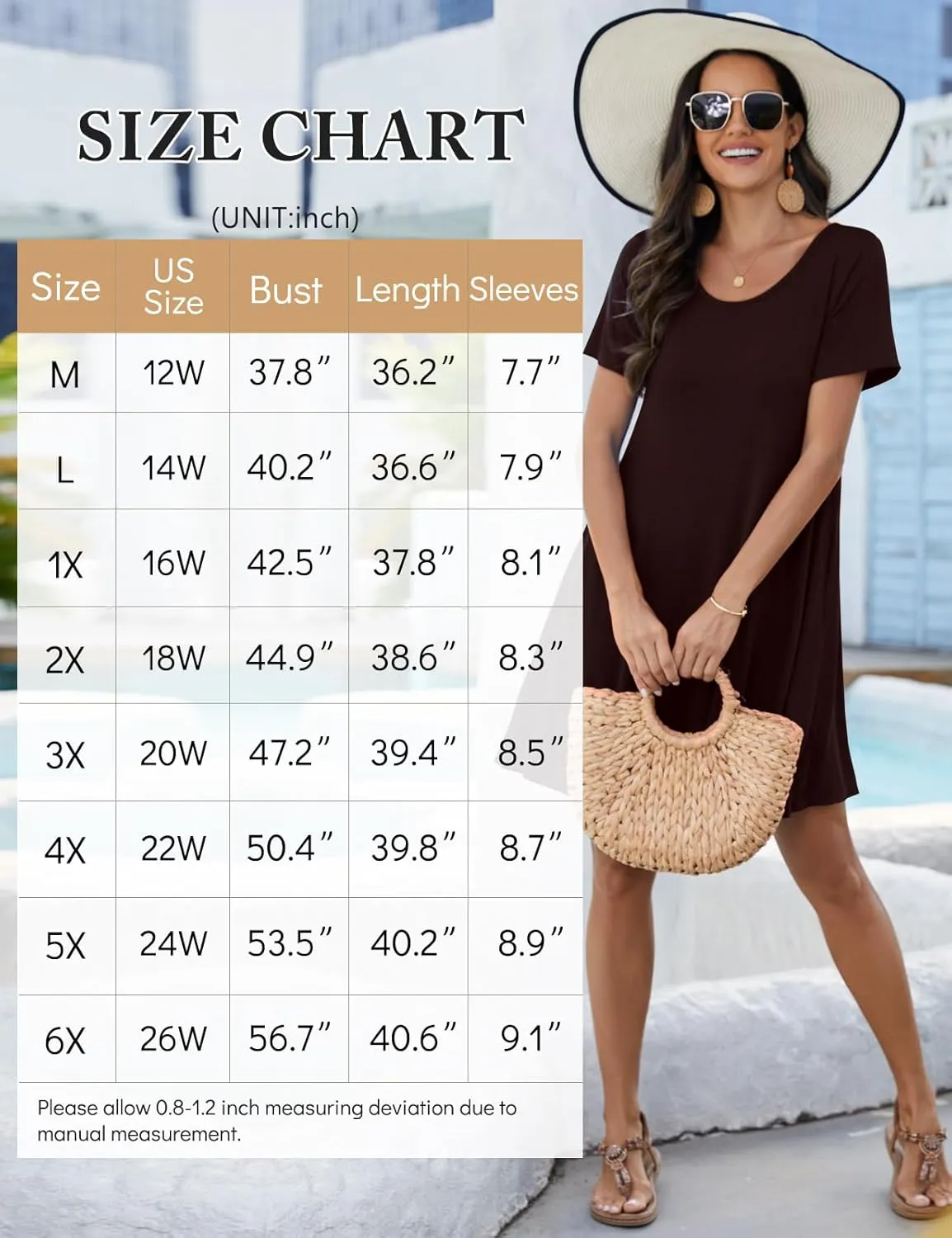 JollieLovin Plus Size Summer T-Shirt Casual Dresses for Curvy Women Flowy Swing