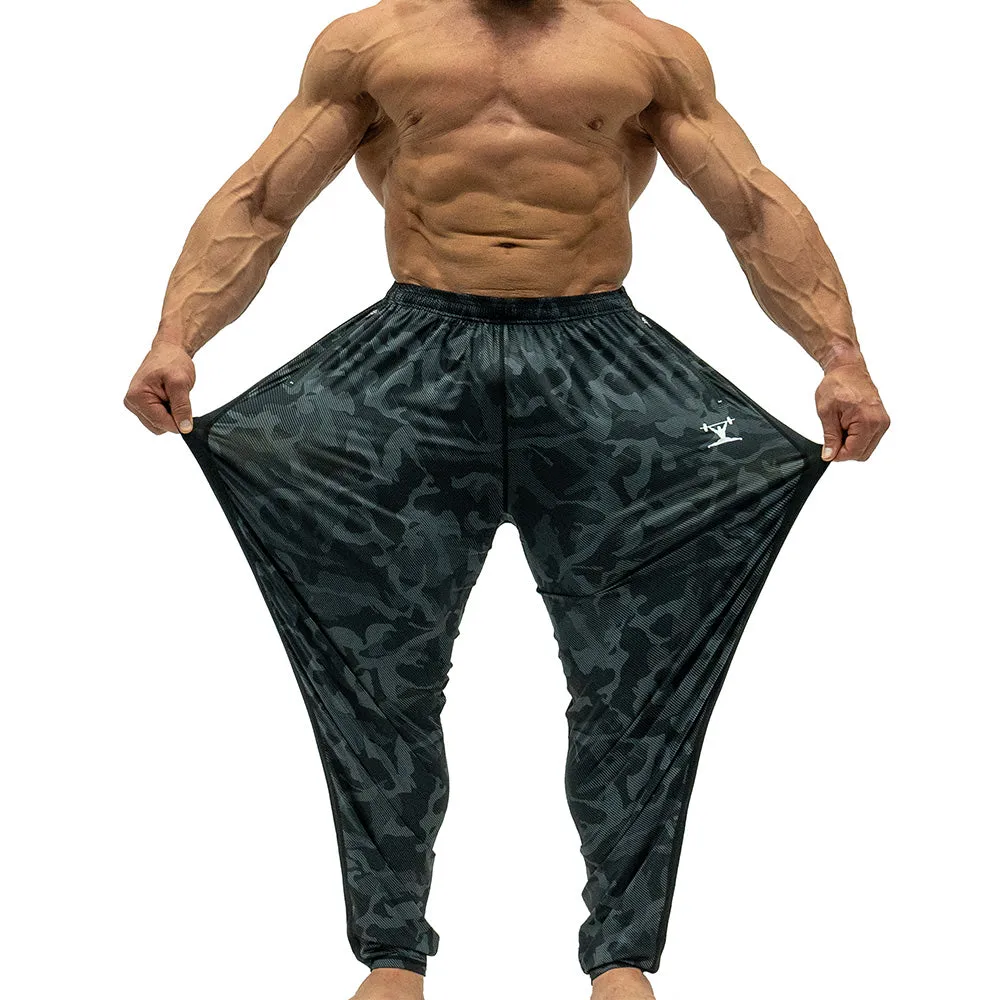 Jujimufu Stretchy Pants - Dark Camo w/ Black