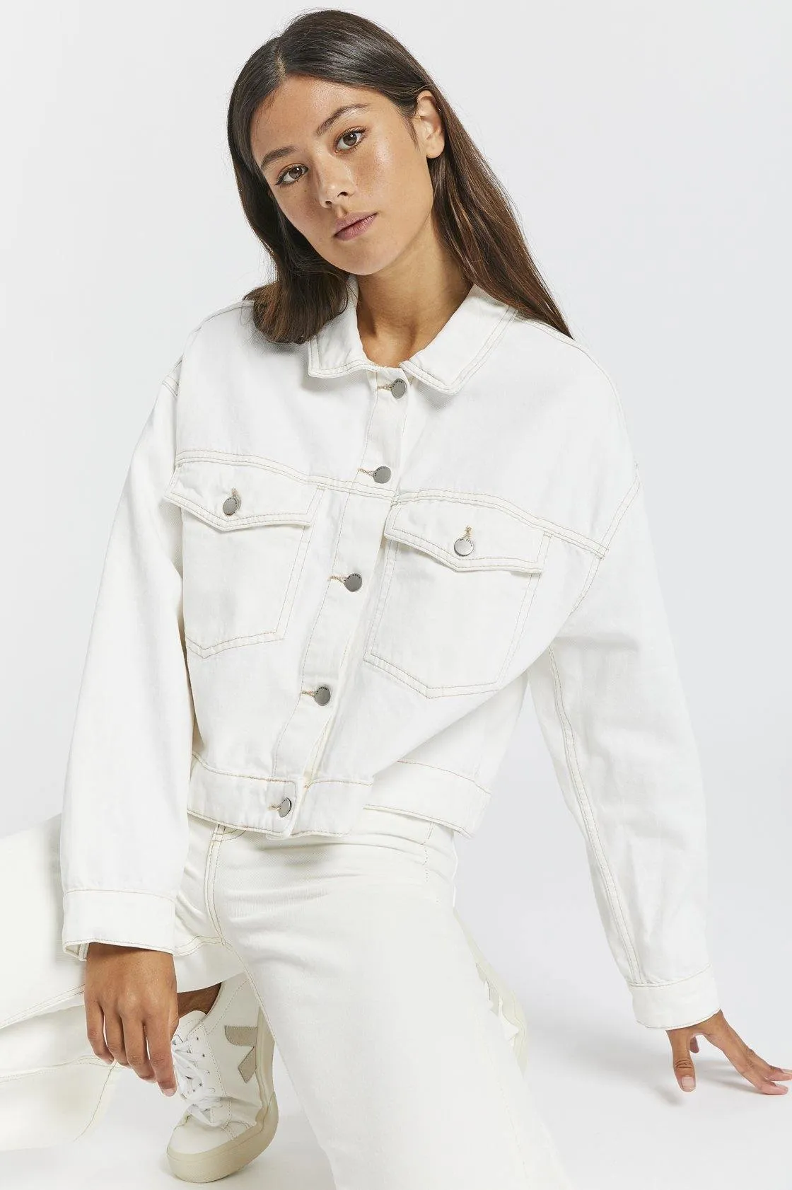 Khalila Cropped Jacket - Light Ecru