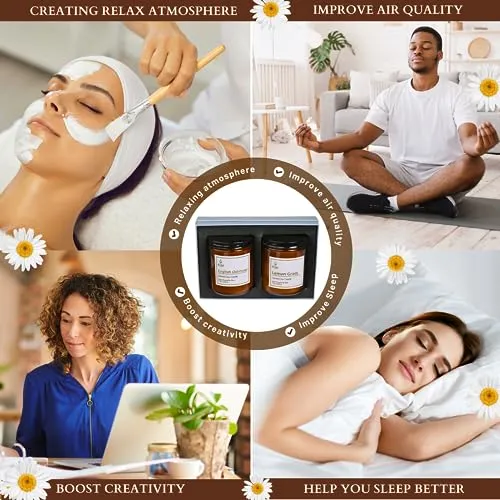 Klar Aromatherapy Scented Candle Gift Set - Lemon Grass & English Oakmoss | Each 200gm, 40 Hours Burn time | Soy Wax & Eco-Friendly, Perfect for Men and Women | Pack of 2