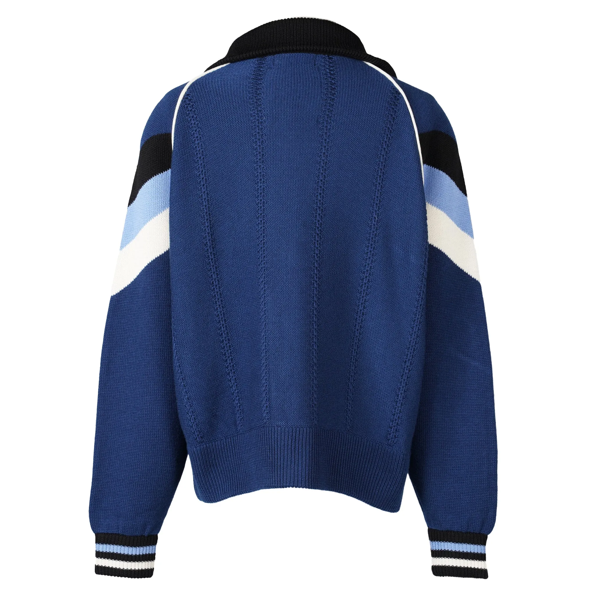 KNITTED TRACK JACKET / NAVY