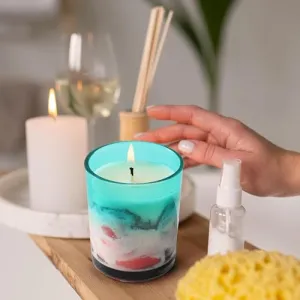 Kuber Industries Scented Candles | Fragrance Candles | Candles for Wedding | Candles for Bedroom | Birthday Candles | Valentines Day Gifts Candles | DY-230706B | Green & Black