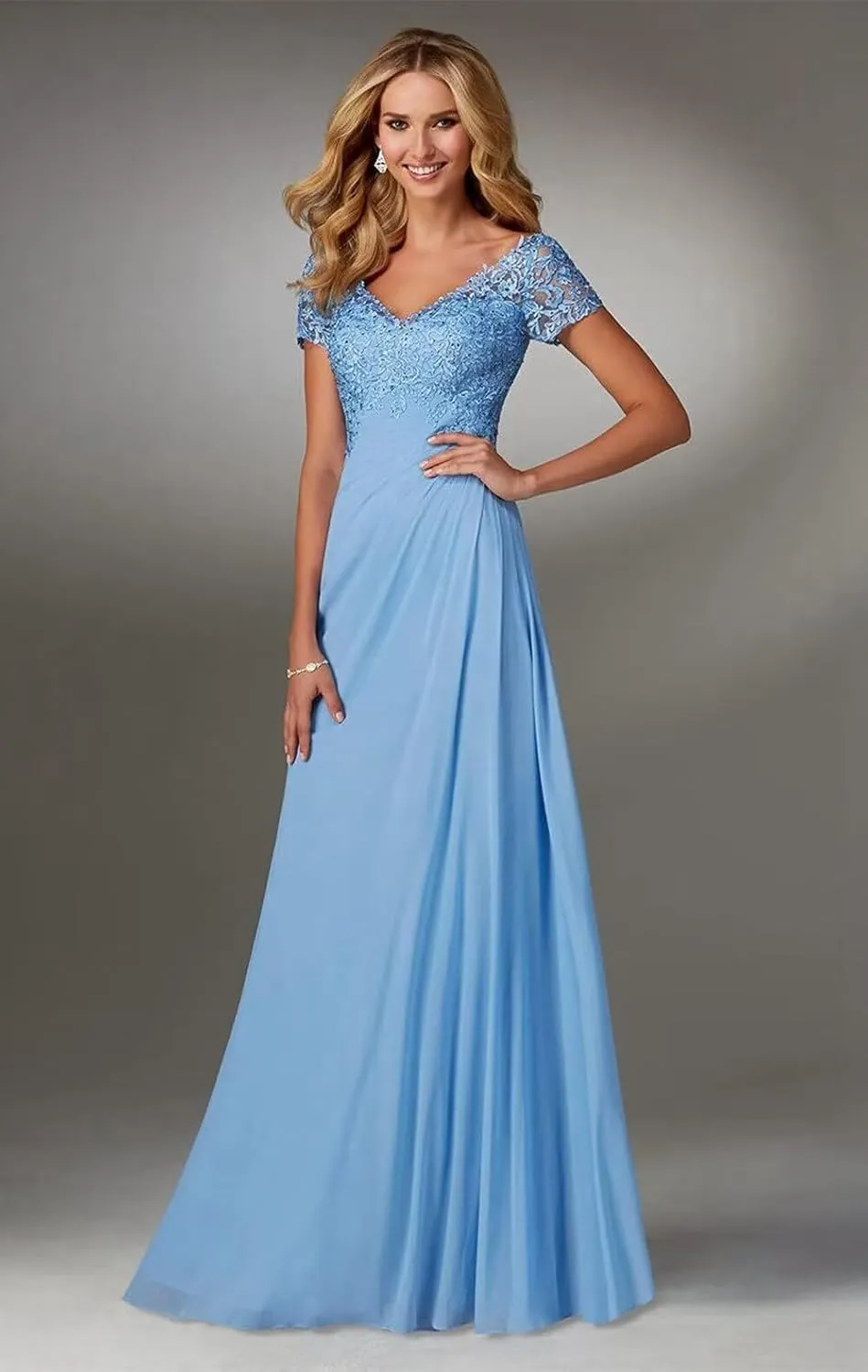 Lace Appliques Mother of Bride Dresses for Wedding A-Line Long Formal Evening Party Gowns for Women with Sleeves