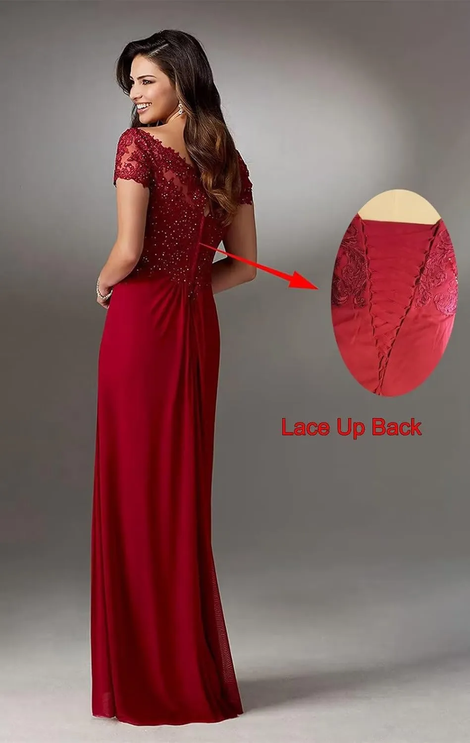 Lace Appliques Mother of Bride Dresses for Wedding A-Line Long Formal Evening Party Gowns for Women with Sleeves