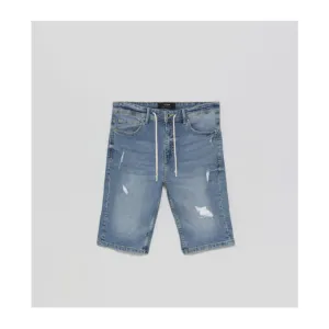 Lefties- Skinny Stretchy Denim Bermuda Shorts-Indigo