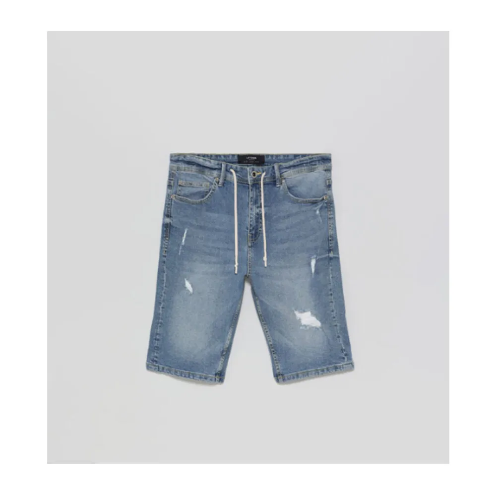Lefties- Skinny Stretchy Denim Bermuda Shorts-Indigo