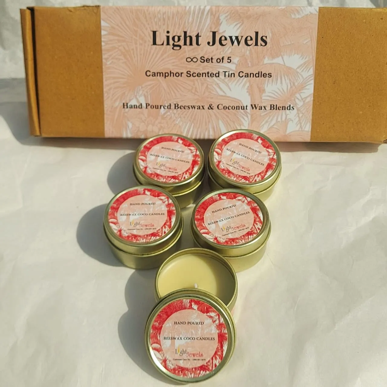LIGHT JEWELS Soy Wax Candle with Tin Jar Candle, Scented Candles for Home Decor Gift Set | Tea Lights | Long-Burning