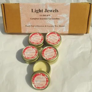 LIGHT JEWELS Soy Wax Candle with Tin Jar Candle, Scented Candles for Home Decor Gift Set | Tea Lights | Long-Burning