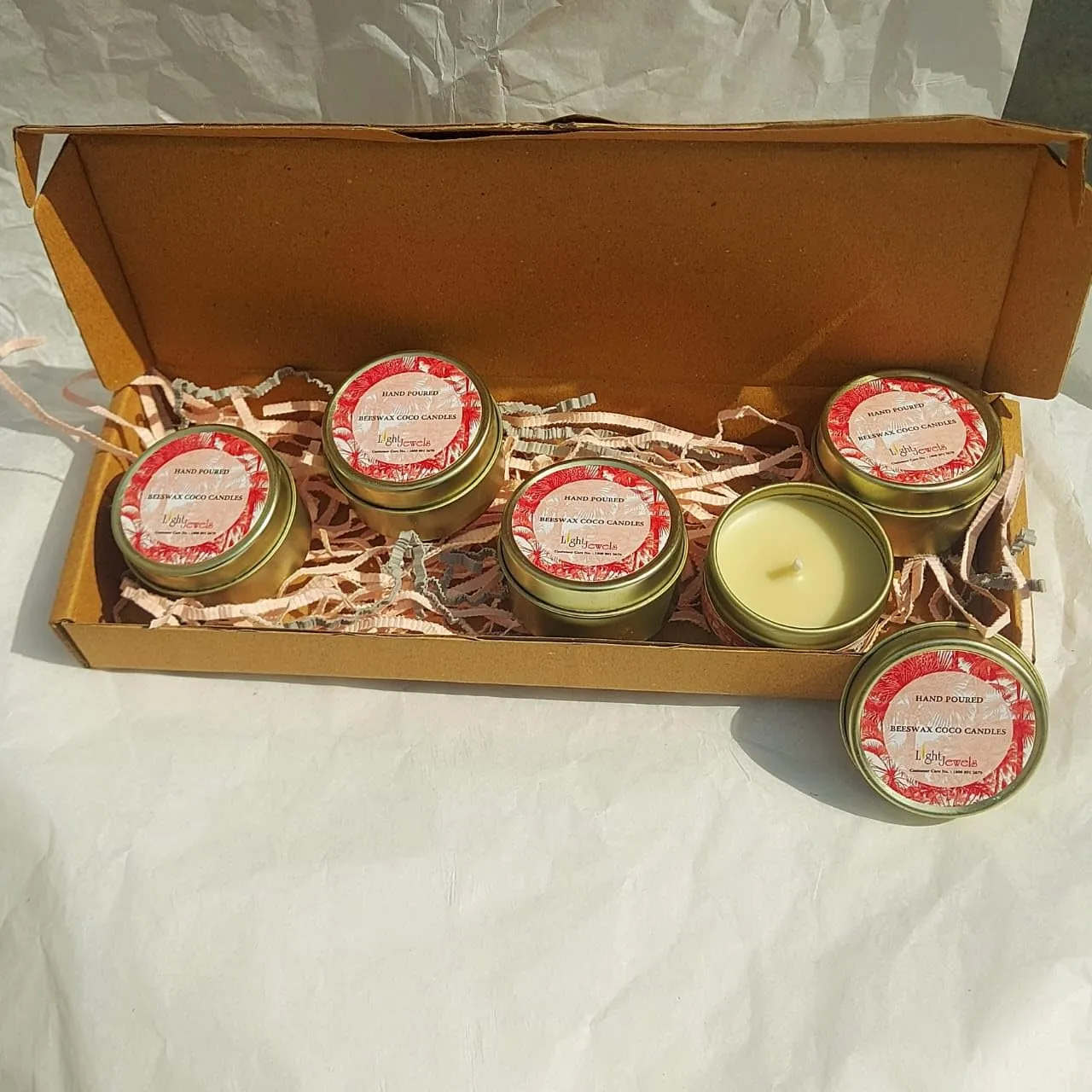 LIGHT JEWELS Soy Wax Candle with Tin Jar Candle, Scented Candles for Home Decor Gift Set | Tea Lights | Long-Burning