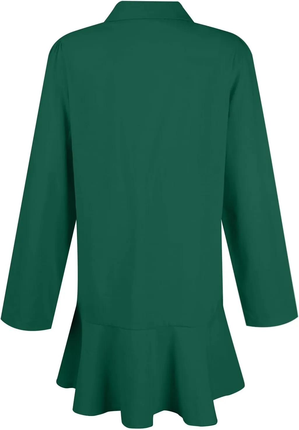 Linen Shirt Dresses for Women Button Down Long Sleeve Short Mini Dress Classic Collar Ruffle Flowy Hem Sundress
