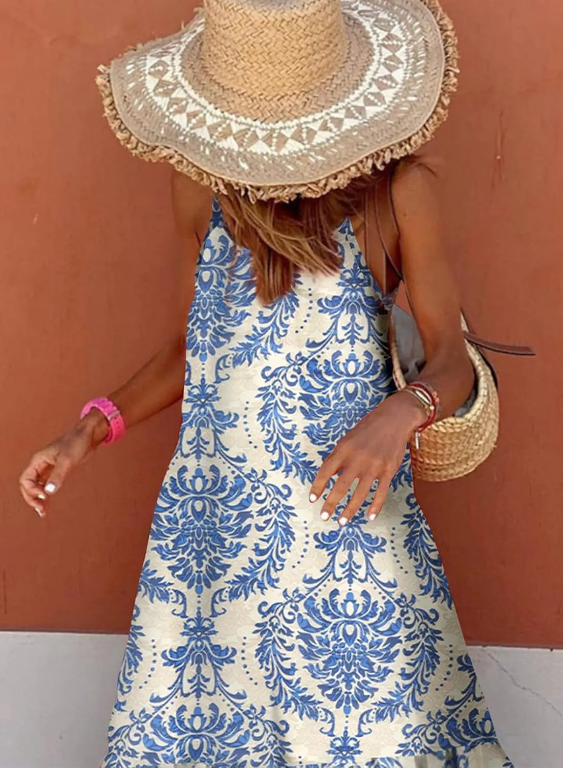 LOAIHA Women Summer Casual Loose Sleeveless Sundress Spaghetti Strap Flowy Boho Linen Beach Vacation Maxi Long Dress 2024