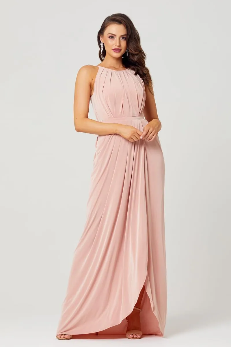 Long Chiffon Bridesmaid Dresses for Women Halter Pleated Corset Wedding Guest Dress Sleeveless Formal Gown