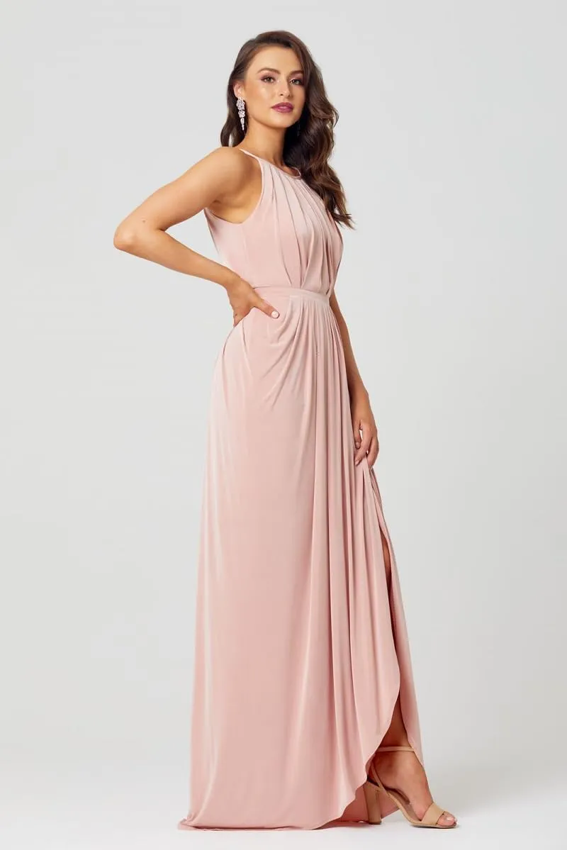 Long Chiffon Bridesmaid Dresses for Women Halter Pleated Corset Wedding Guest Dress Sleeveless Formal Gown