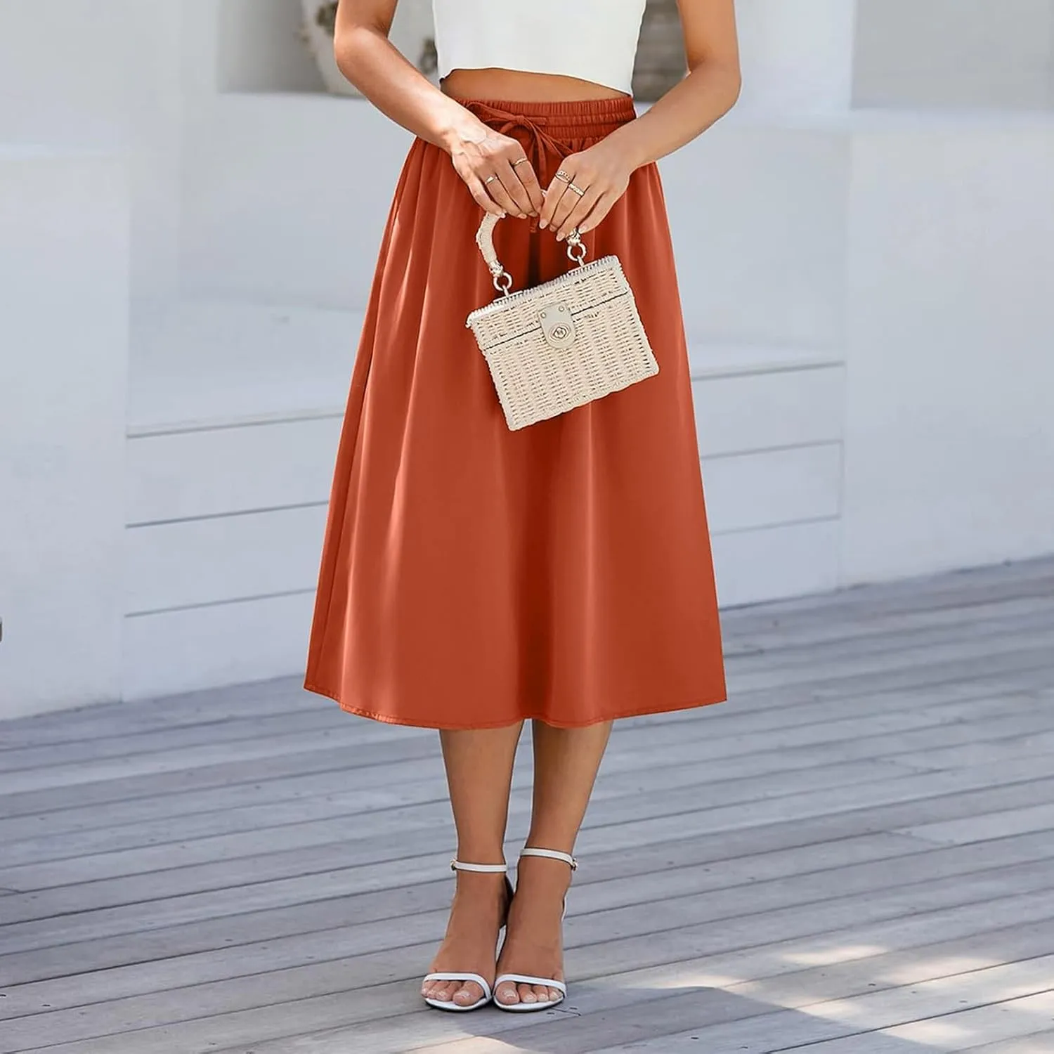 Long Skirts for Women Summer Casual Country Cute Beach Smocked Festival Floral Business Flutter Travel Flowy Skirts