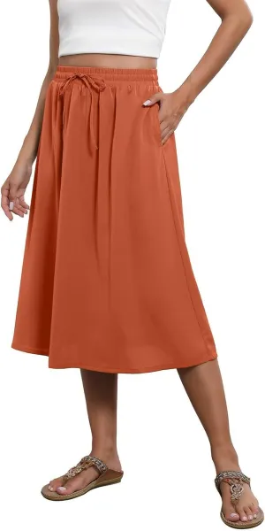 Long Skirts for Women Summer Casual Country Cute Beach Smocked Festival Floral Business Flutter Travel Flowy Skirts