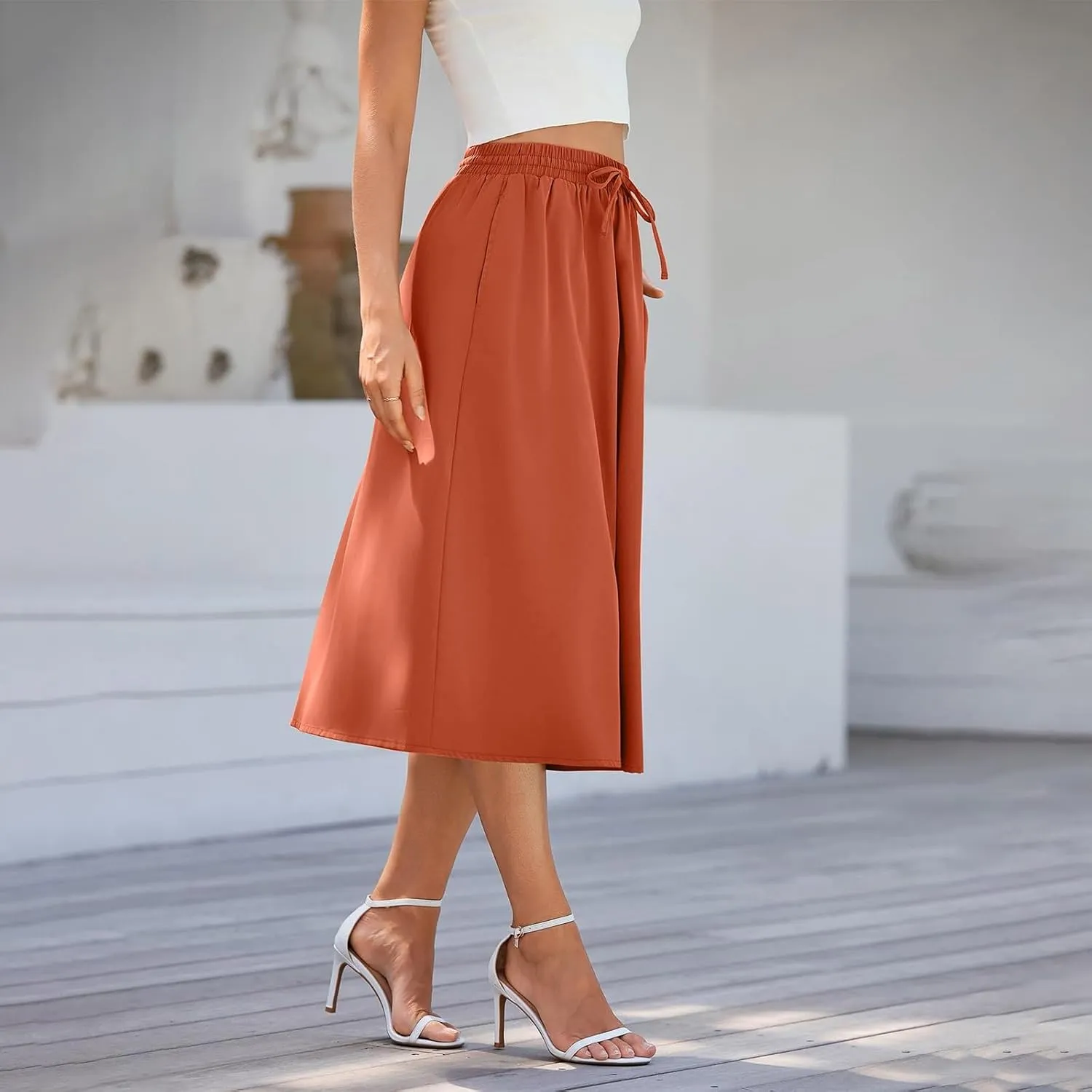 Long Skirts for Women Summer Casual Country Cute Beach Smocked Festival Floral Business Flutter Travel Flowy Skirts