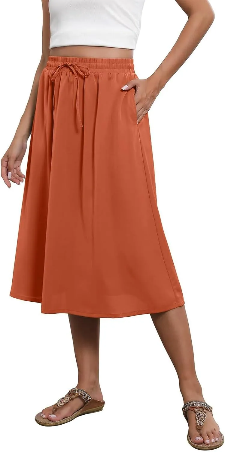 Long Skirts for Women Summer Casual Country Cute Beach Smocked Festival Floral Business Flutter Travel Flowy Skirts
