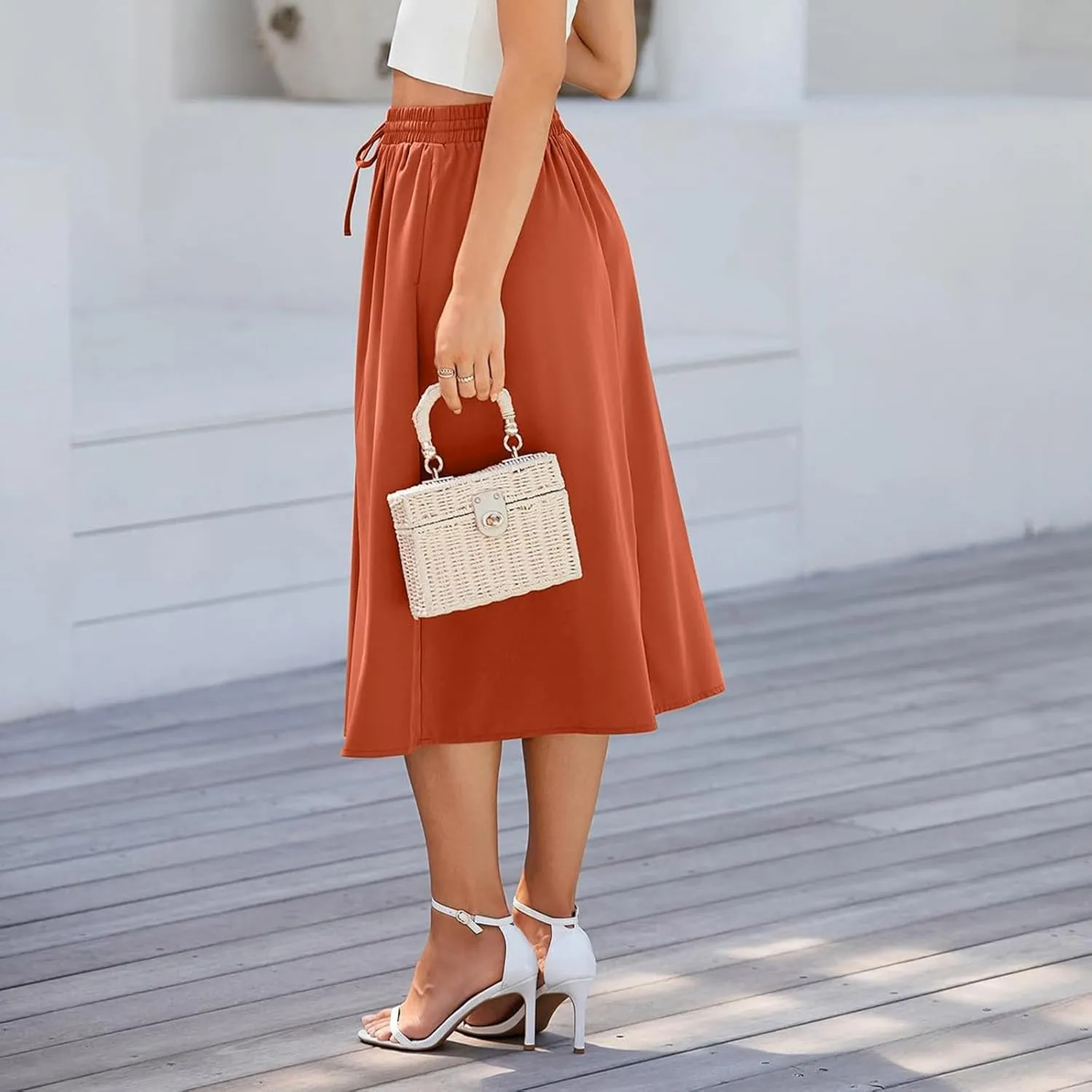 Long Skirts for Women Summer Casual Country Cute Beach Smocked Festival Floral Business Flutter Travel Flowy Skirts