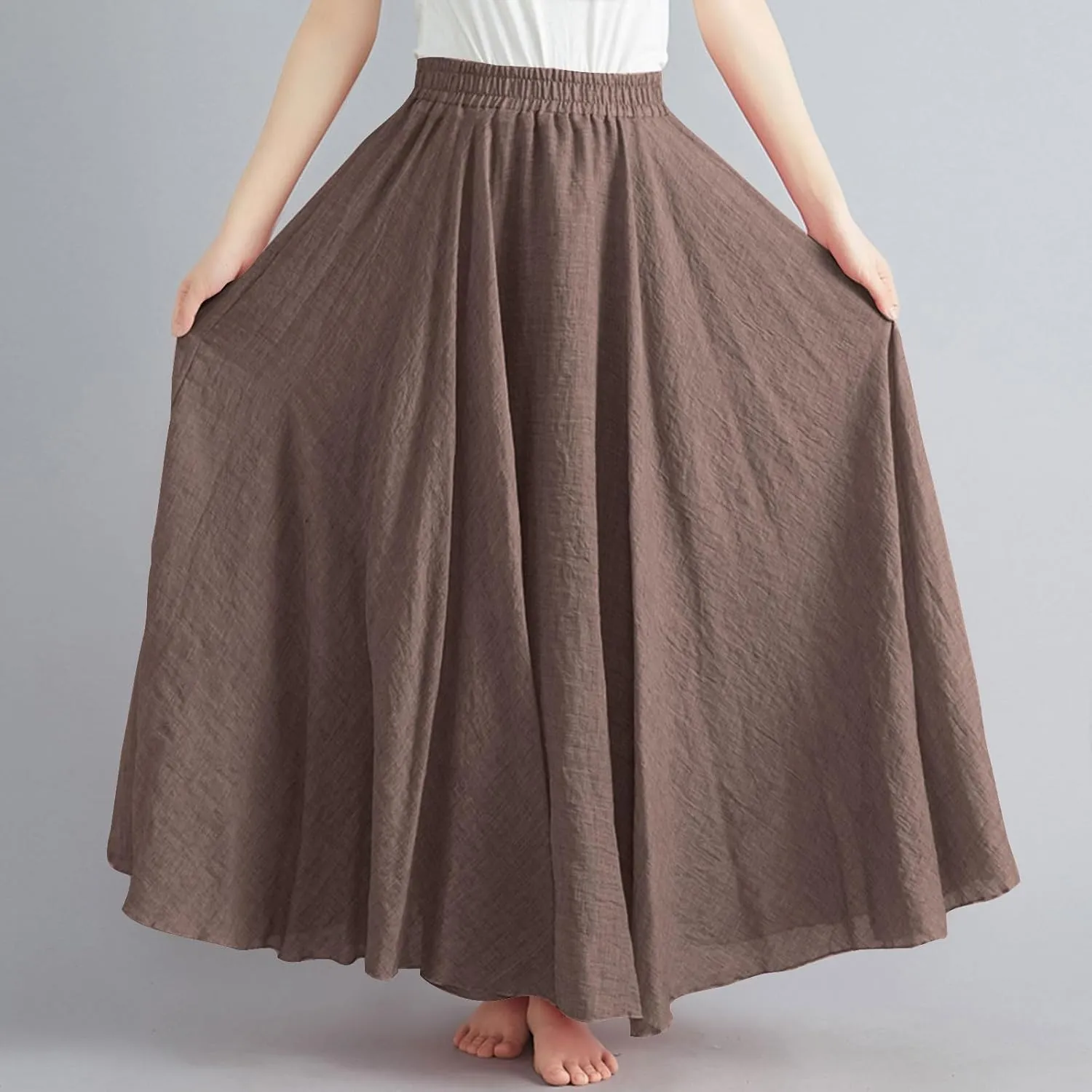 Long Skirts for Women Summer High Waist Beach Skirt Solid Color Western Boho Casual Skirt Flowy Quick Dry Skirt