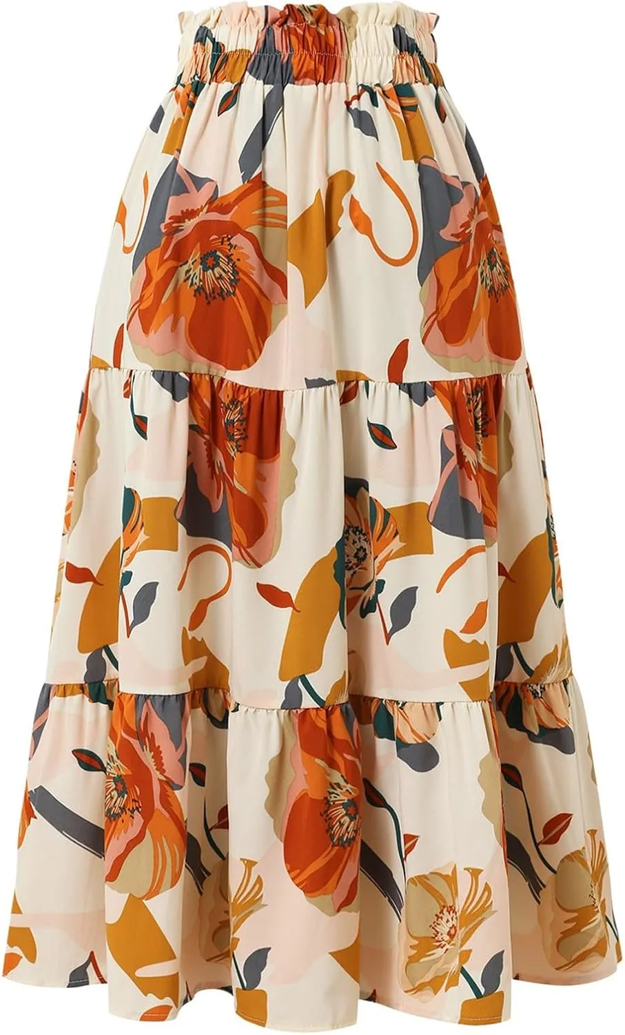 Long Skirts for Women,Elastic High Waisted Womens Boho Maxi Skirt with Pockets Linen Flowy Long Skirts 2025 Trendy
