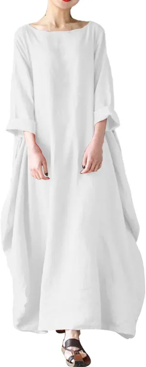 Long Sleeve Dresses for Women Ruffle Hem Oversized Loose Dress Casual Maxi Dresses Ladies Summer Sundress Fashion