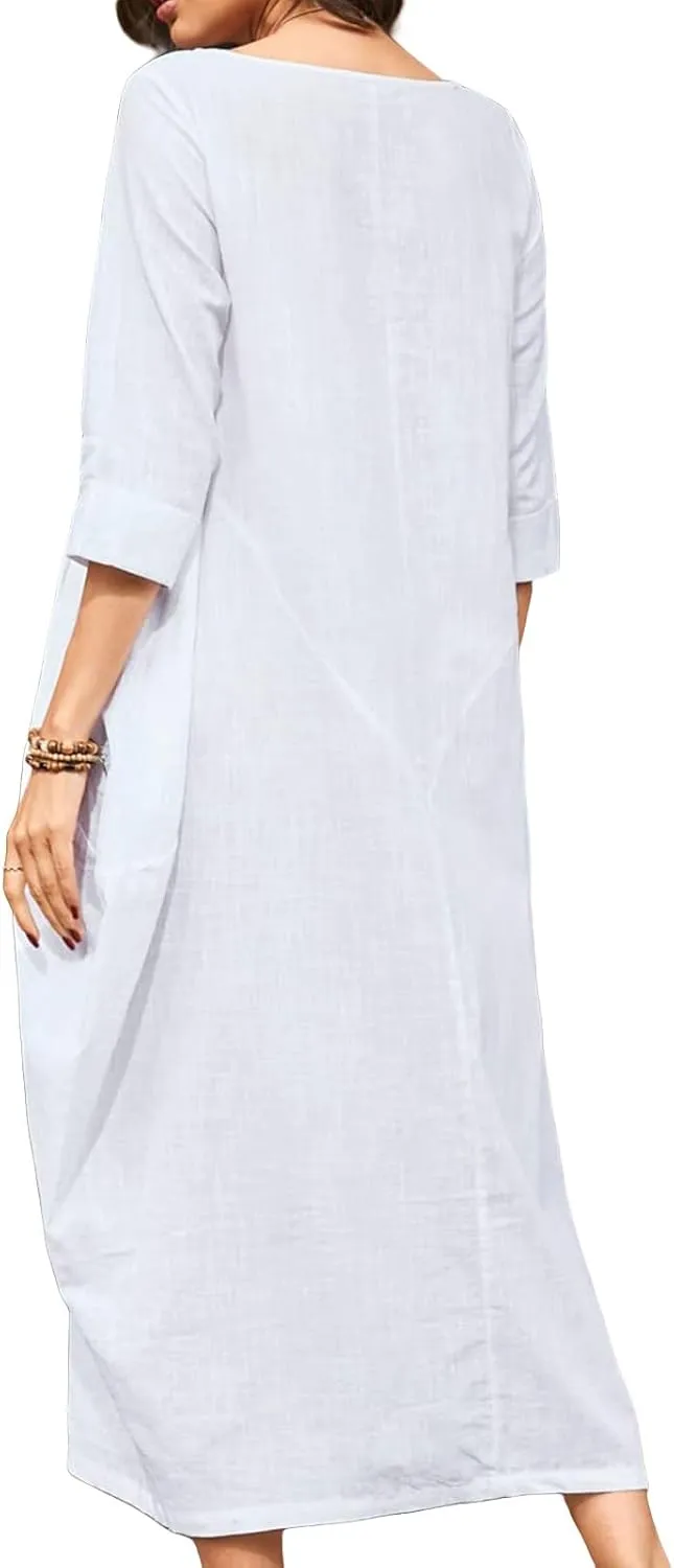 Long Sleeve Dresses for Women Ruffle Hem Oversized Loose Dress Casual Maxi Dresses Ladies Summer Sundress Fashion