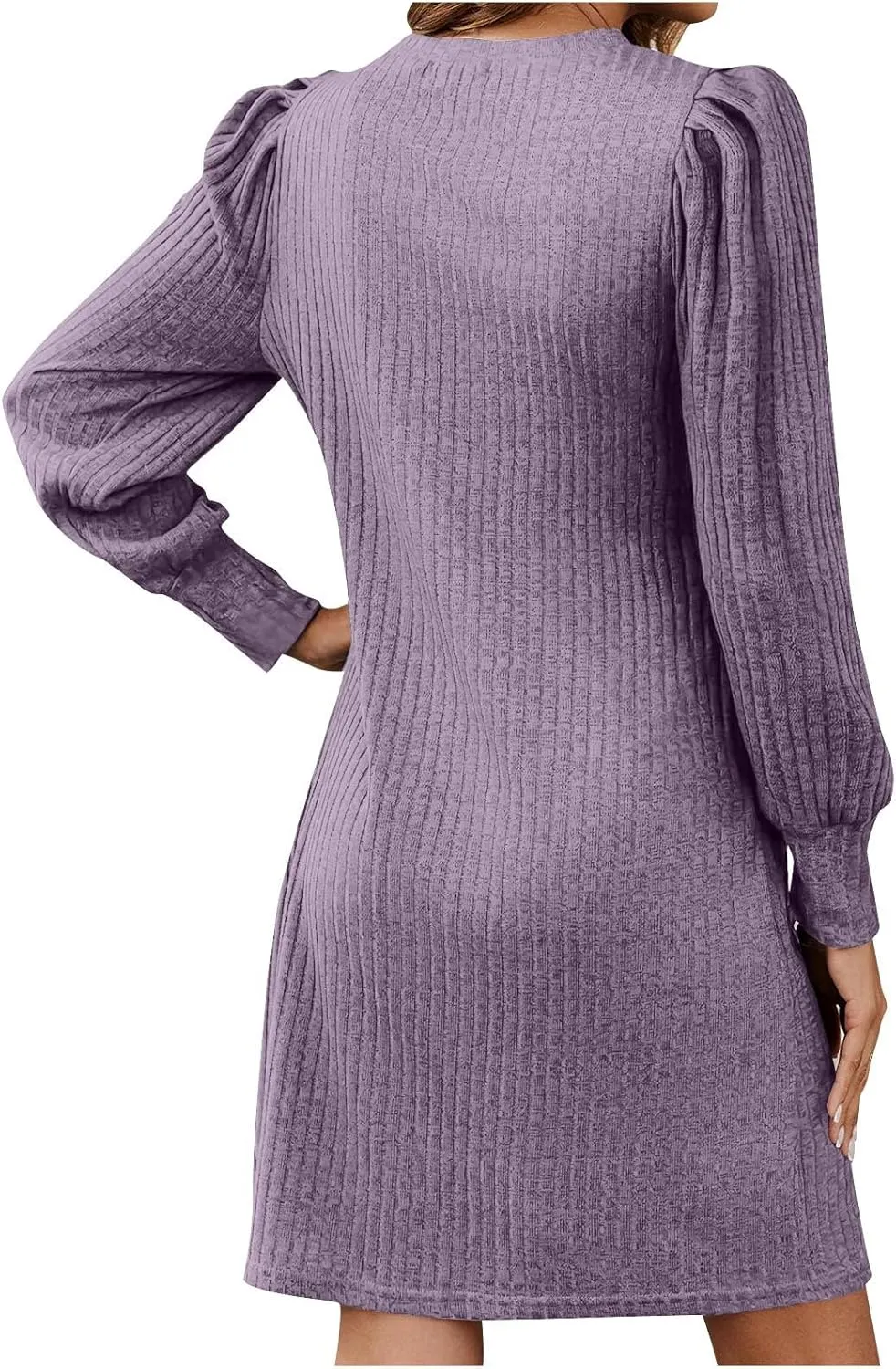 Long Sleeve Ribbed Knit Long Sleeve Dress with Pockets for Women Casual Winter Fall Midi Wedding Guest Work Outfits