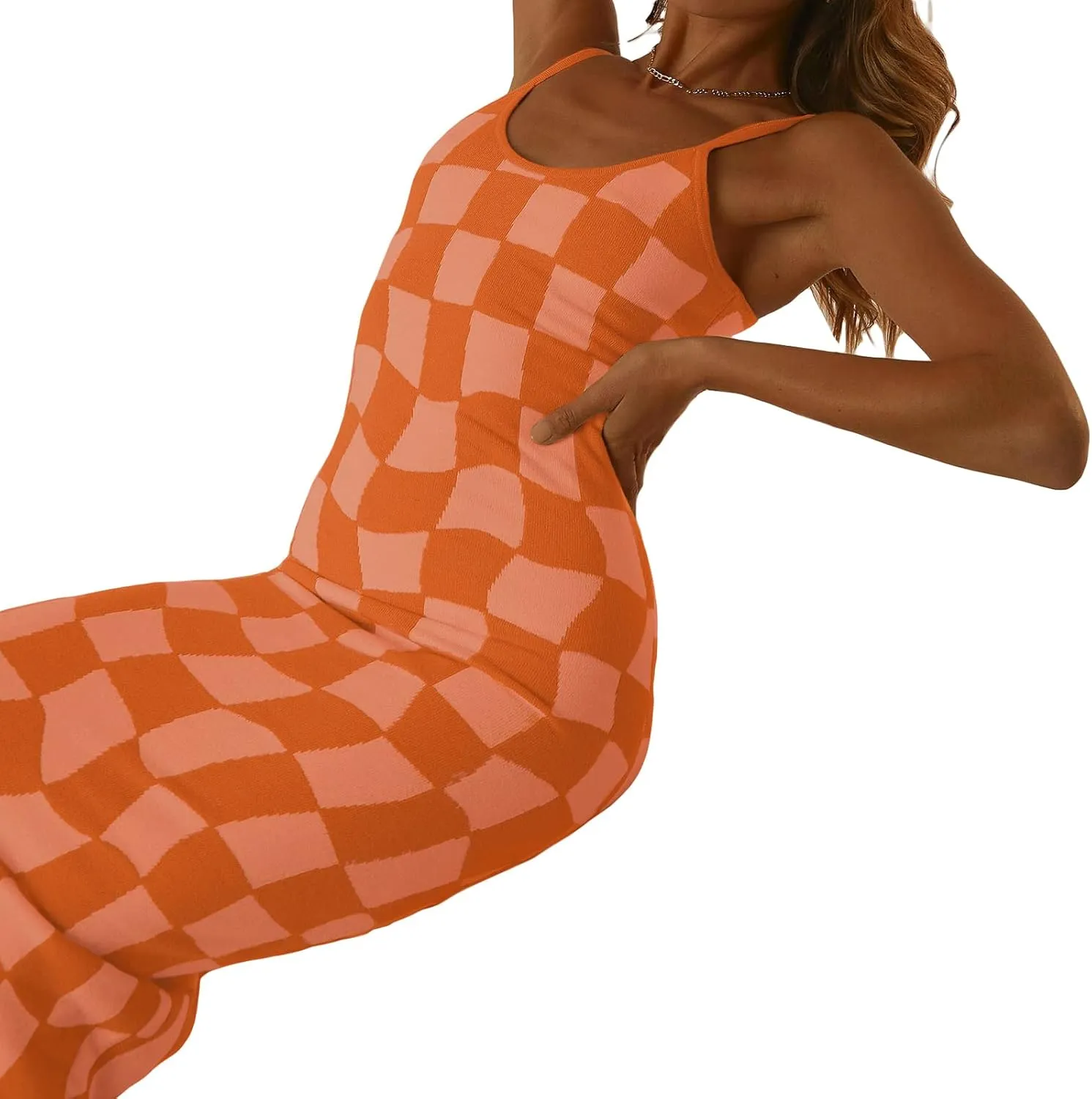 Low Cut Ribbed Knit Long Bodycon Sling Dress Sleeveless Spaghetti Straps Club Party Floral Maxi Dress for Women