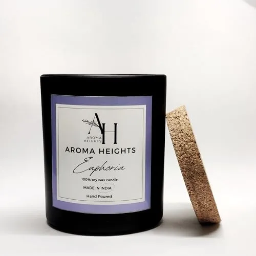 Luxury Euphoria Scented Candle - Lavender Fragrance, 160g | Black Jar | Gift Box | 100% Soy Wax, 70-Hour Burn Time