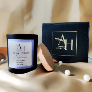 Luxury Euphoria Scented Candle - Lavender Fragrance, 160g | Black Jar | Gift Box | 100% Soy Wax, 70-Hour Burn Time