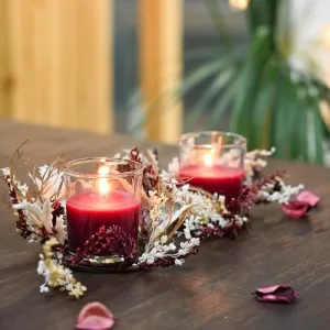 Market99 Cranberry Scented Candles Pack of 2 | Eco-Friendly & Non-Toxic - Infused with Essential Oils - with Sea-Breeze Scented Candles Diwali Gift Pack - 30 Hr Burn Time | 5 x 5 x 6.5 CM
