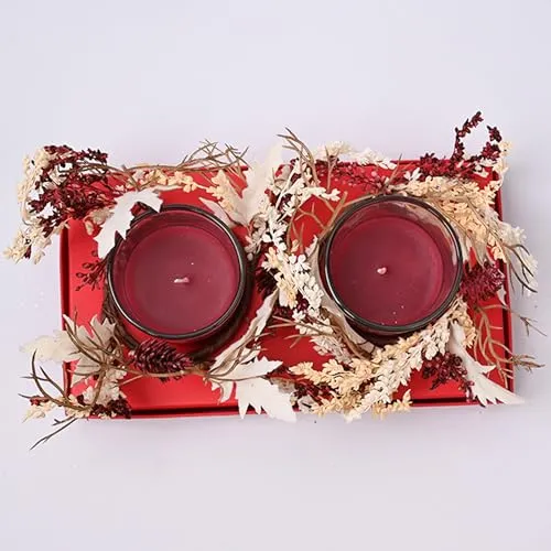 Market99 Cranberry Scented Candles Pack of 2 | Eco-Friendly & Non-Toxic - Infused with Essential Oils - with Sea-Breeze Scented Candles Diwali Gift Pack - 30 Hr Burn Time | 5 x 5 x 6.5 CM