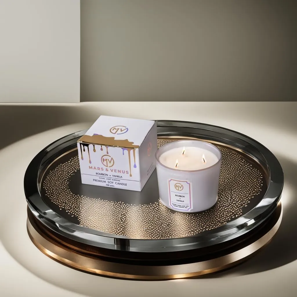 Mars & Venus Scented Candles | Long - Lasting | Sustainable | Fragrance Candles for Home Decor || Scented Candles | 300 GMS || Natural Essential Oils (Premium Soy Wax) (Bourbon   Vanilla)