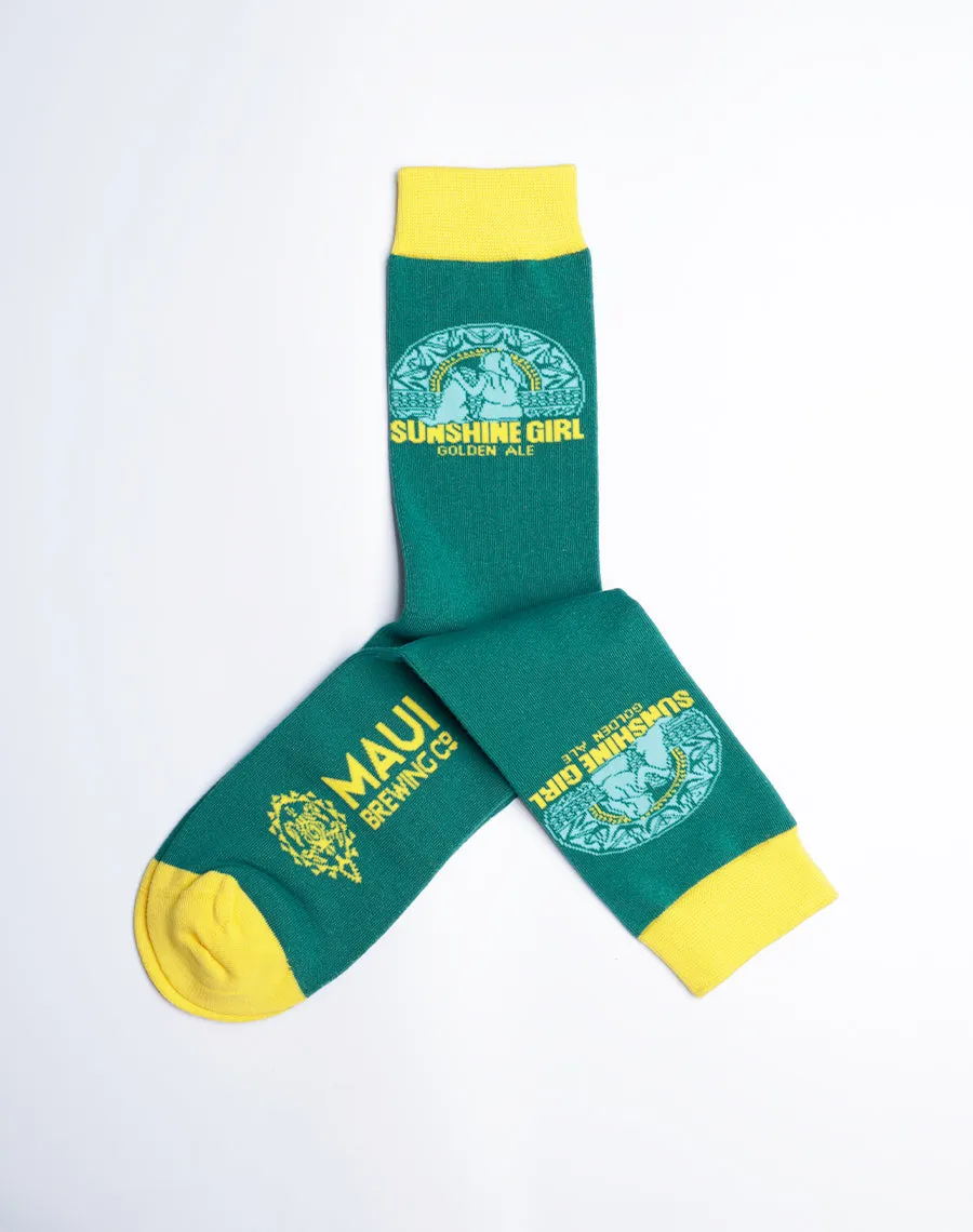 Maui Brewing Company Sunshine Girl Golden Ale Crew Socks