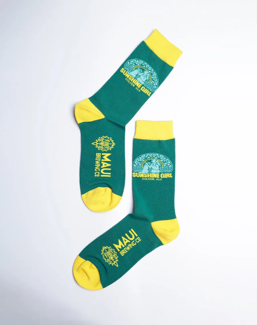 Maui Brewing Company Sunshine Girl Golden Ale Crew Socks