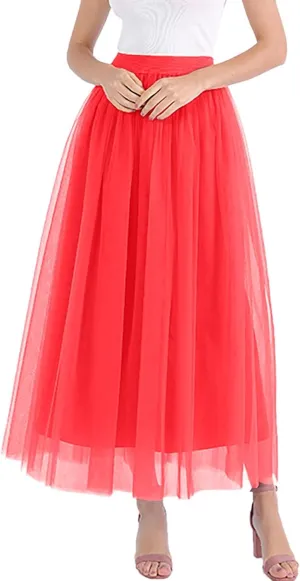 Maxi Skirt Women Tiered Layered Mesh Ballet Prom Party Tulle Tutu A Line Midi Skirt