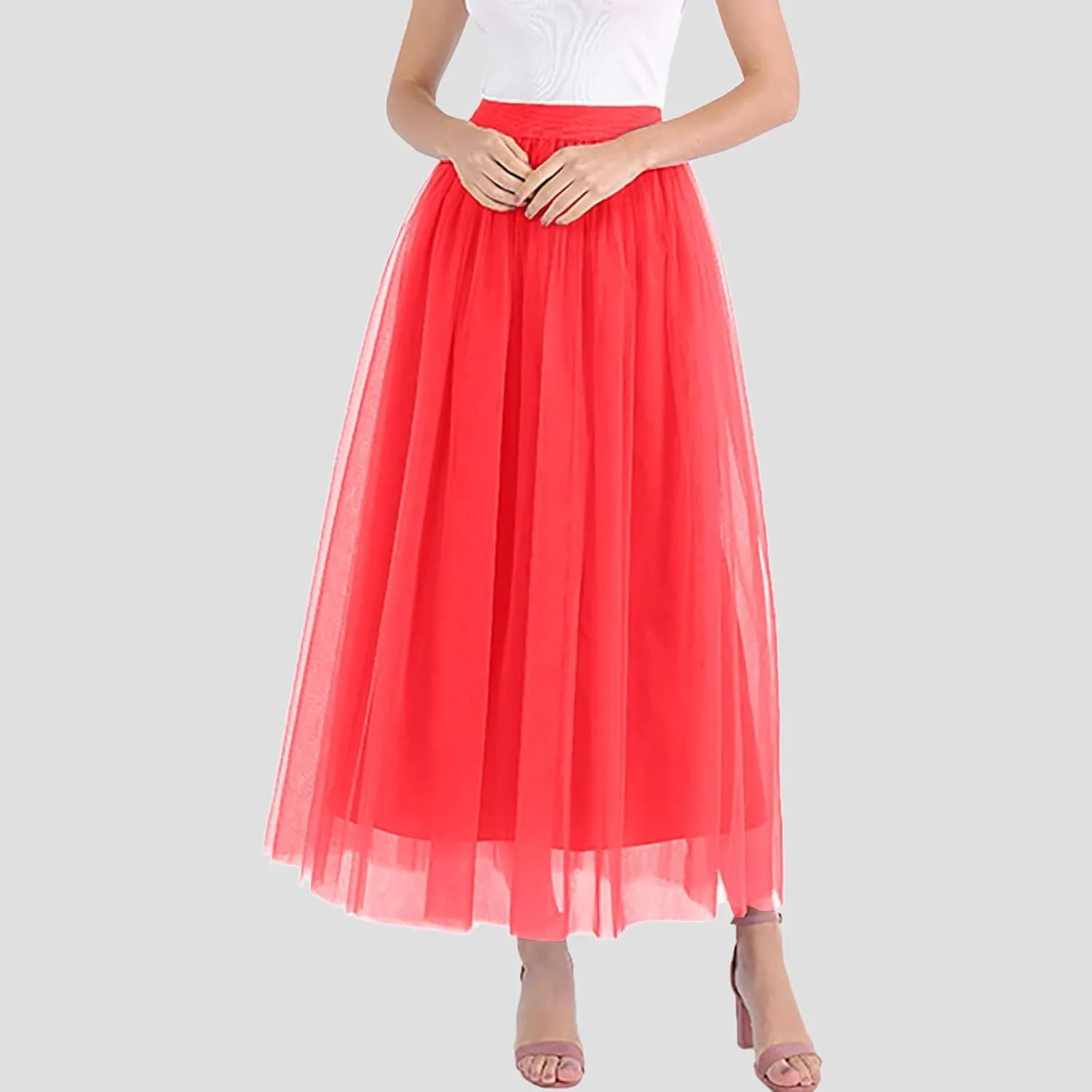 Maxi Skirt Women Tiered Layered Mesh Ballet Prom Party Tulle Tutu A Line Midi Skirt