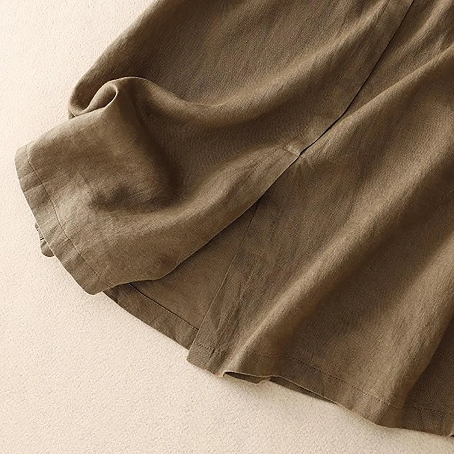 Maxi Skirts for Women Summer Drawstring High Elastic Waist Pleated A Line Skorts Solid Holiday Cotton Linen Skirt
