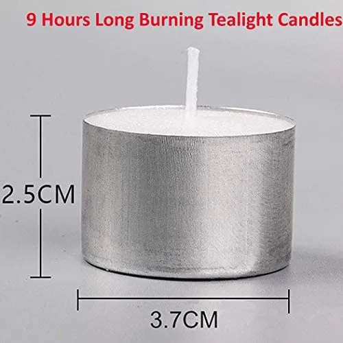 MeCozy Unscented Long Burning Candles for Home Decor and Celebrations Festival Party Favors & More | Wax Candles Approx 9 Hour Burning Time | Home Decoration Smokeless Wax Candles Tealight - Set of 40