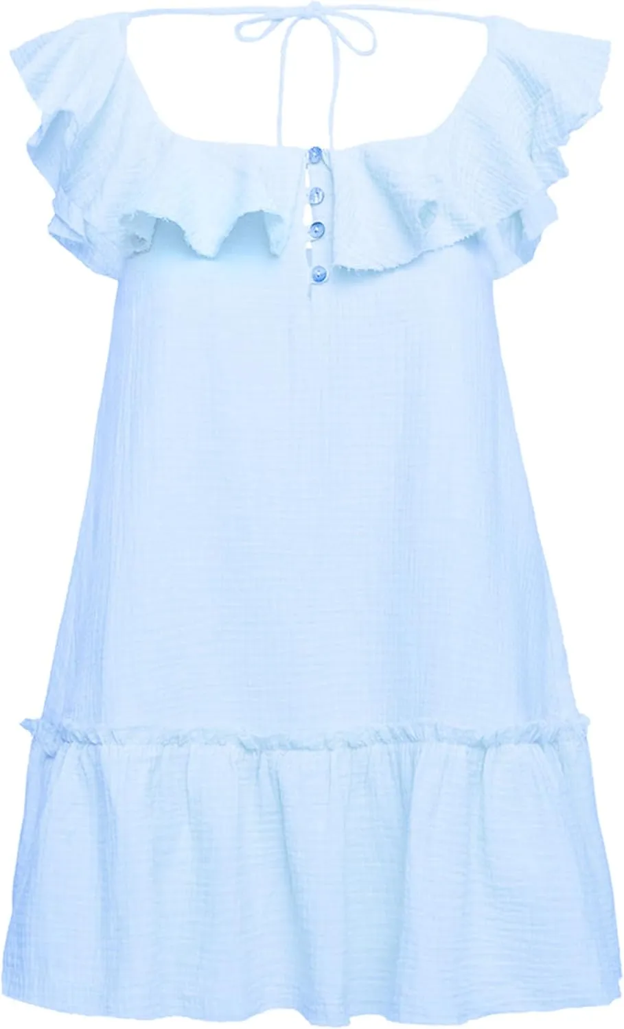 Meladyan Women's Ruffle Babydoll Mini Dress Summer Sleeveless Swing Flowy Loose Short Beach Sundress