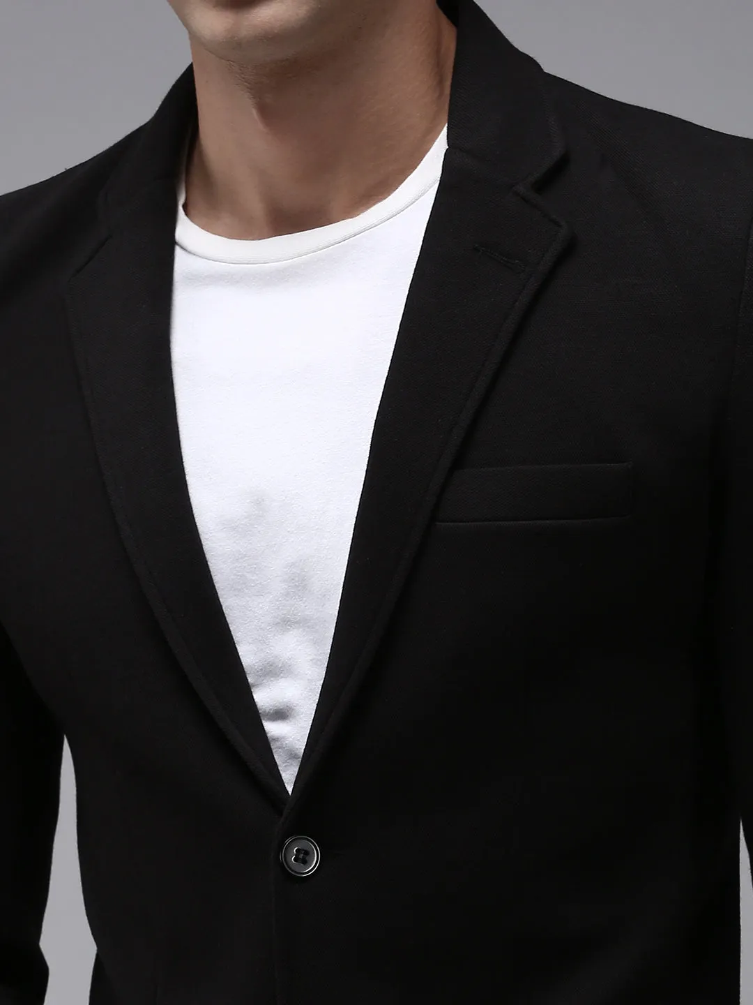 Men Black Solid Single Breasted Casual Blazers
